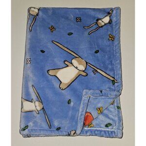 Binks & Books Blue Fleece Baby Blanket Do Your Ears Hang Low Bunny Rabbit